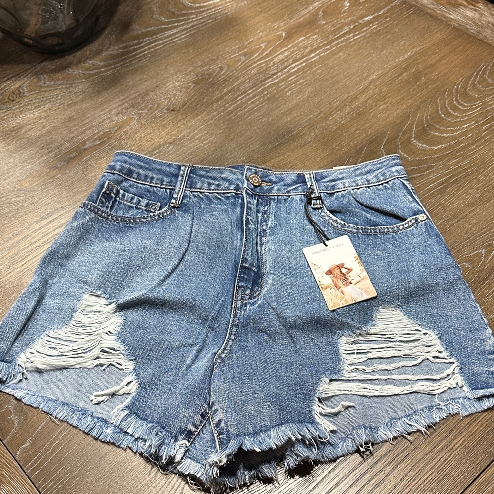 Sincerely Jules Blue Distressed Jean Shorts